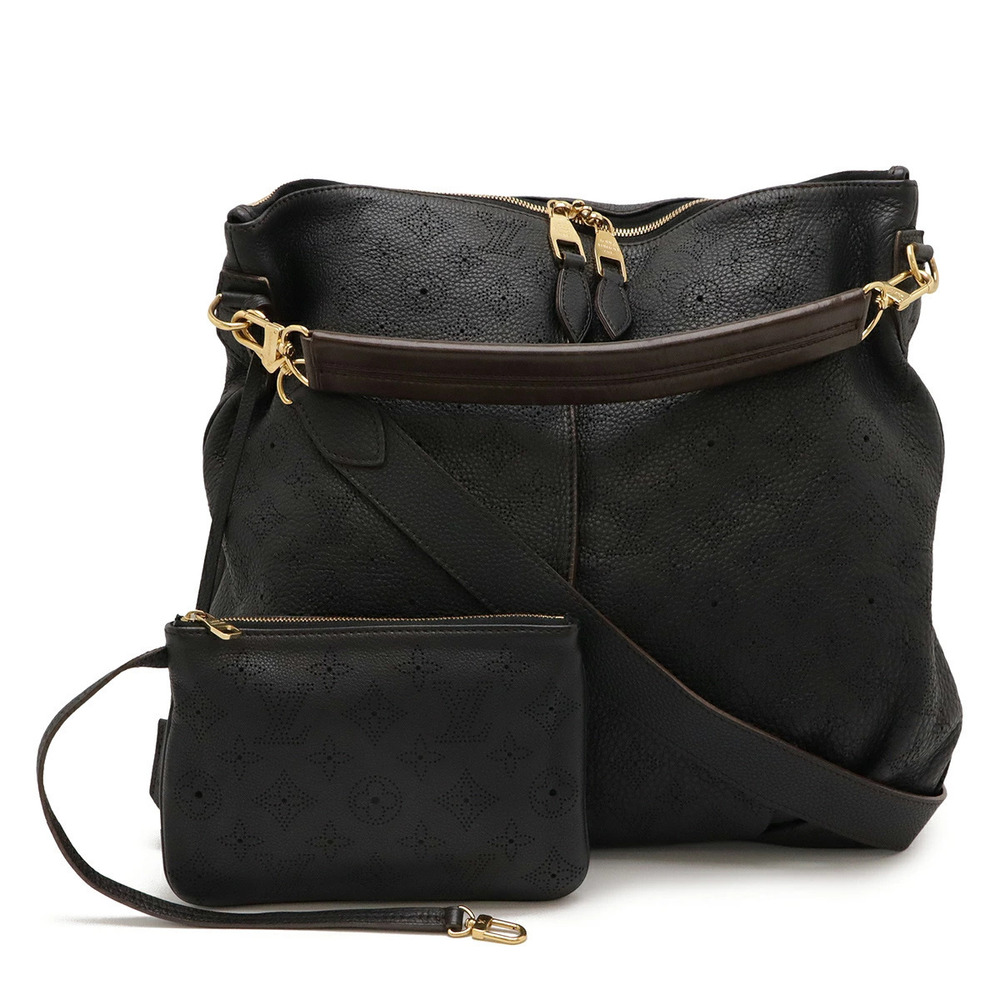LOUIS VUITTON Monogram Mahina Selene Handbag Crossbody Bag Noir Black Pouch